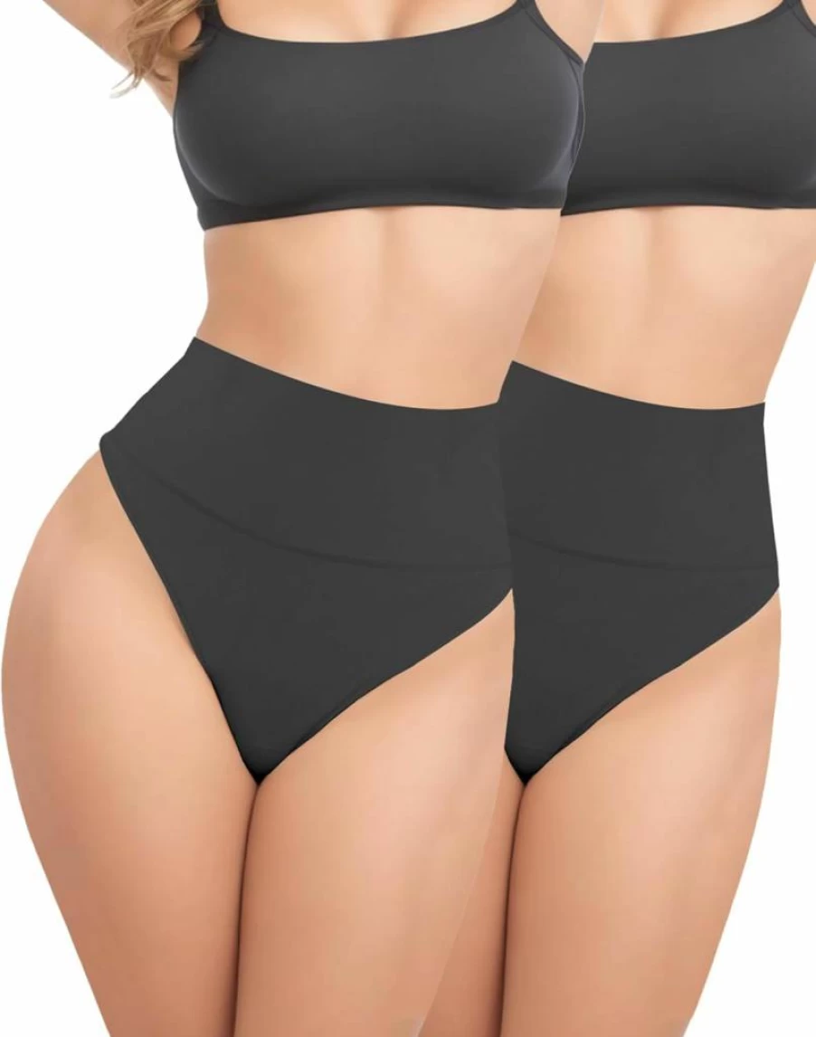 ZENUTA High Waisted Tummy Control Thong - Seamless Shapewear for Women, Body Shaper Panties & Girdle Thong Underwear