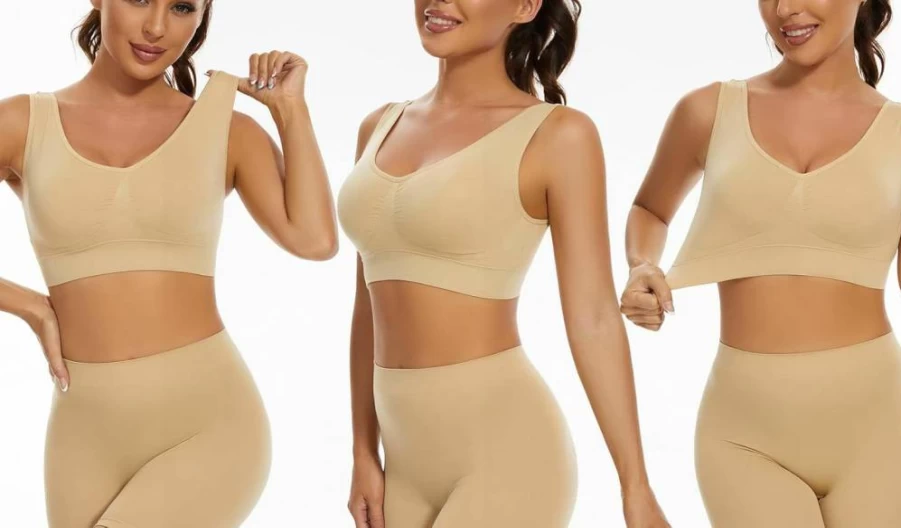 Lemef 3-Pack Wireless Seamless Yoga Sports Bra for Women - Comfortable Removable Padded Support for Workouts & Active Wear