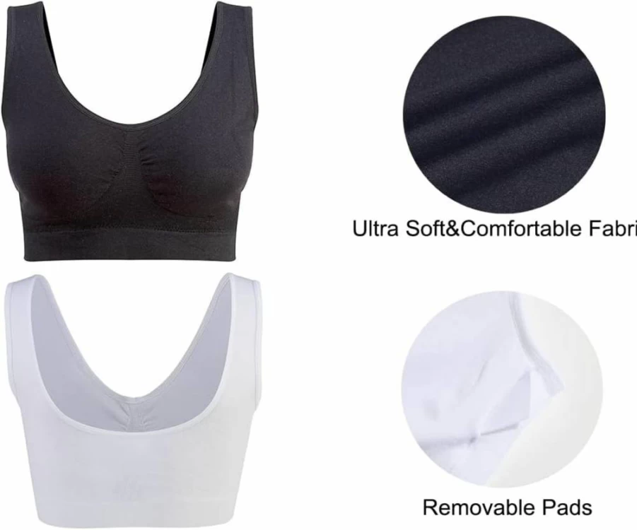 Lemef 3-Pack Wireless Seamless Yoga Sports Bra for Women - Comfortable Removable Padded Support for Workouts & Active Wear