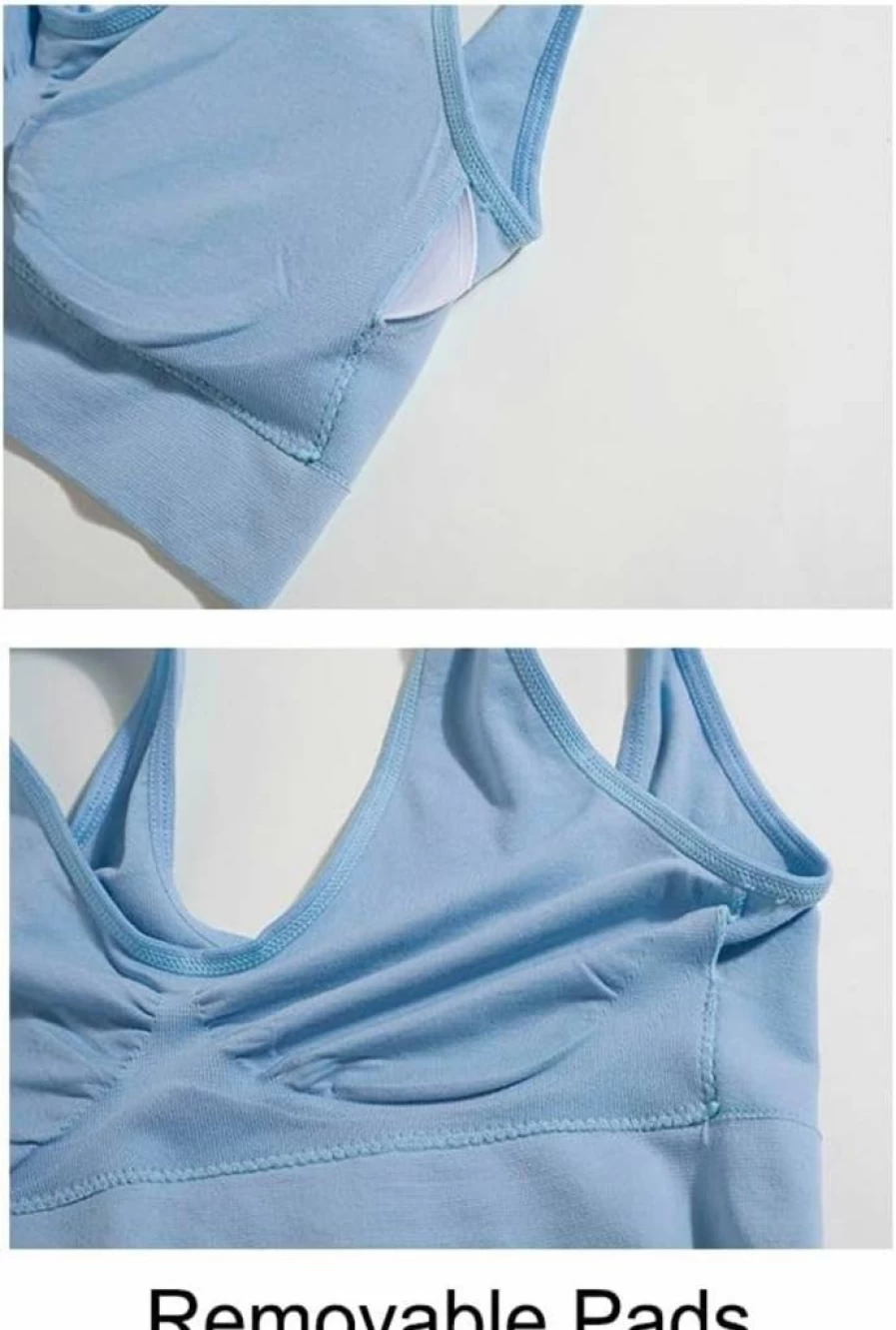 Lemef 3-Pack Wireless Seamless Yoga Sports Bra for Women - Comfortable Removable Padded Support for Workouts & Active Wear