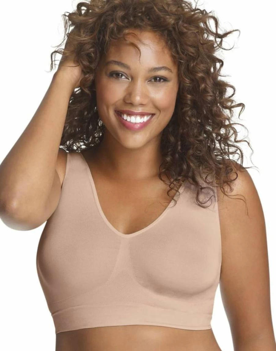 JUST MY SIZE Hanes Women's Plus Size Seamless Bralette - Light Support Pullover Bra for Pure Comfort