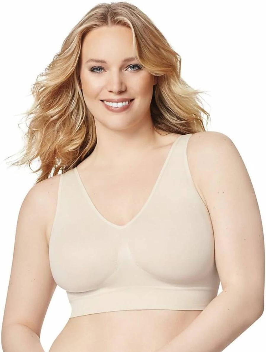 JUST MY SIZE Hanes Women's Plus Size Seamless Bralette - Light Support Pullover Bra for Pure Comfort