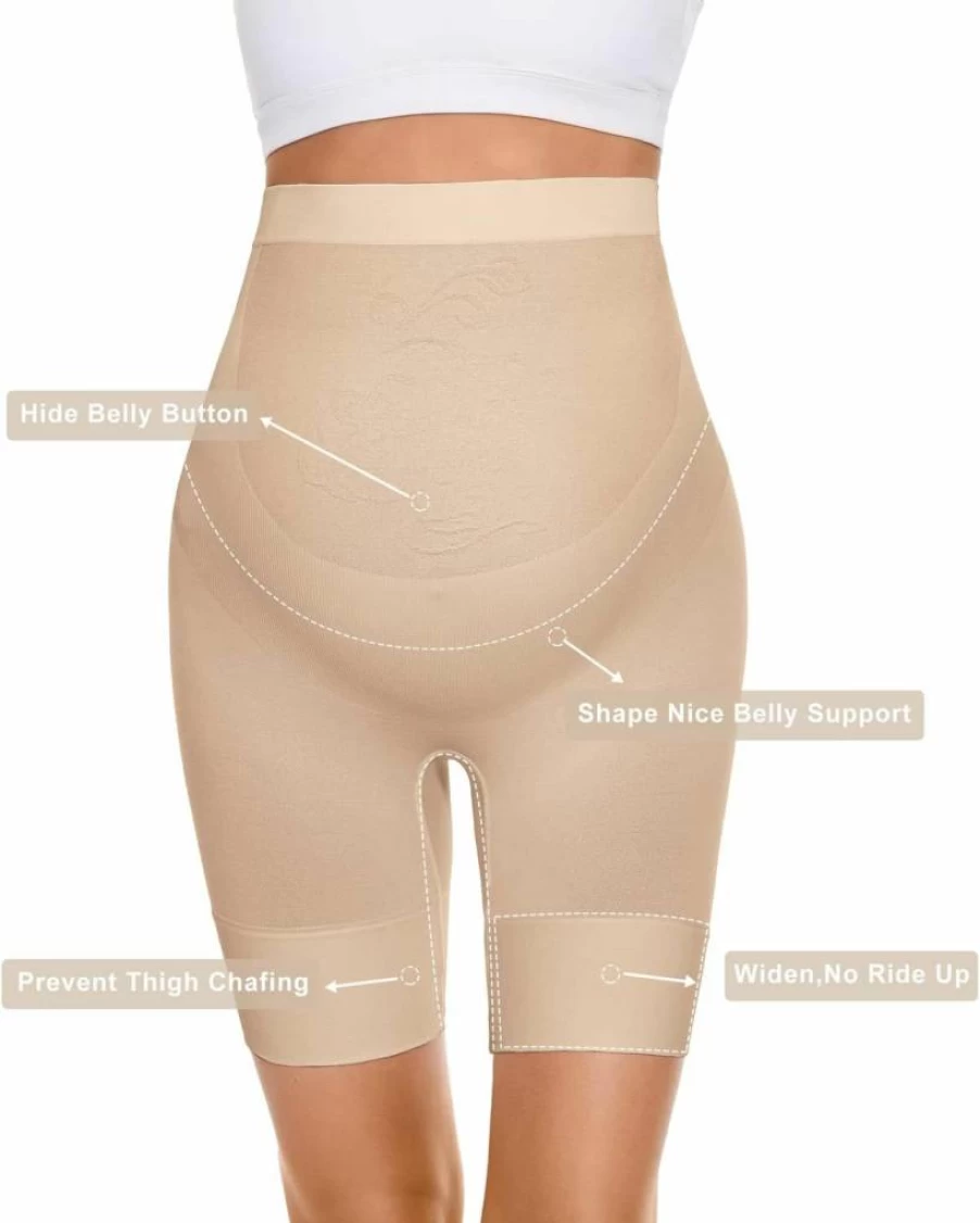 Boguish Maternity Underwear Over Bump - High Waist Pregnancy Shapewear, Seamless Boyshort Panties for Women, Comfortable Under Bump Support for Dresses