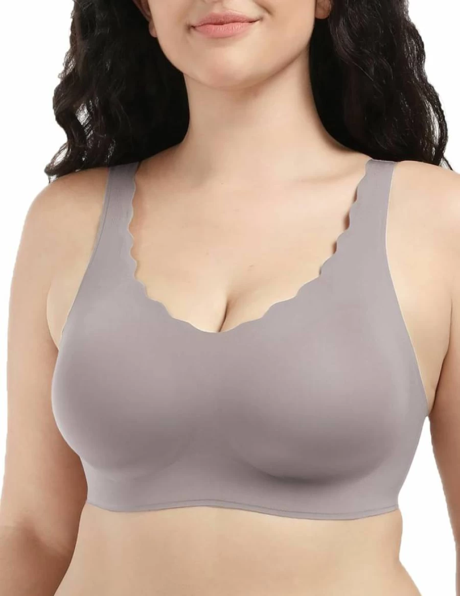 COMFELIE Wireless Seamless Bra for Women - Breathable Comfort Bra with Scallop Edges, Everyday T-Shirt Bra