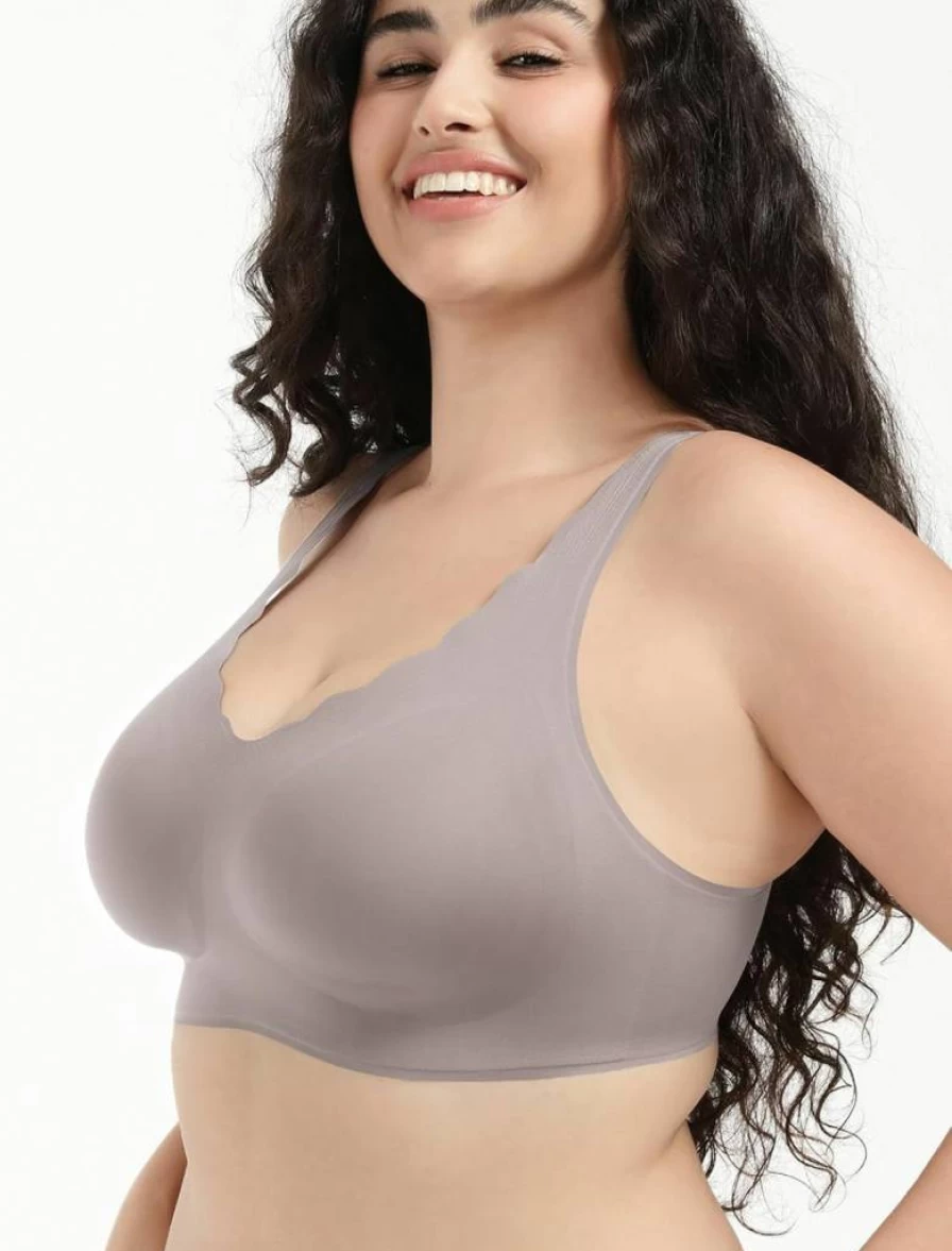 COMFELIE Wireless Seamless Bra for Women - Breathable Comfort Bra with Scallop Edges, Everyday T-Shirt Bra