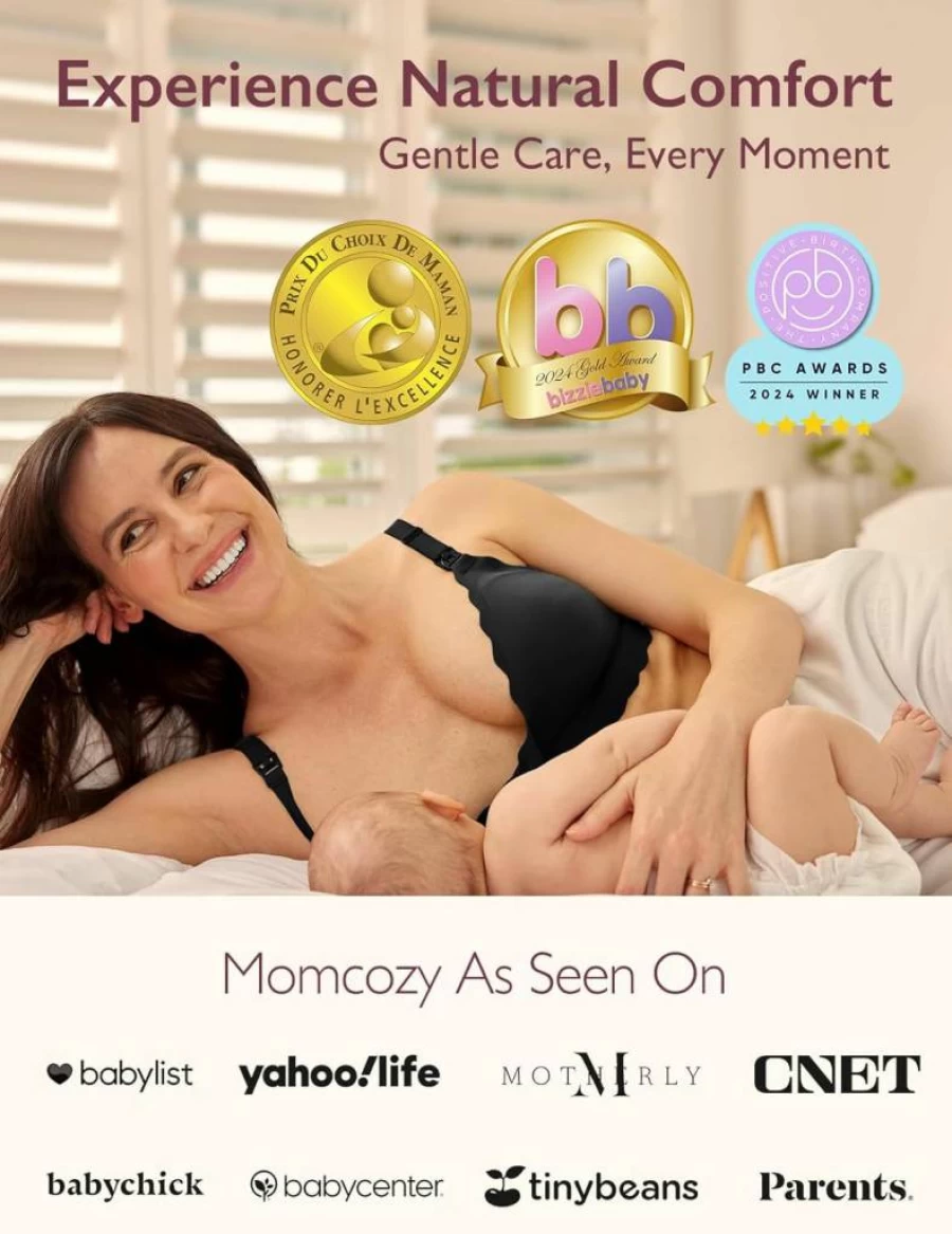 Momcozy Wireless Nursing Bra for Breastfeeding - Seamless Maternity Support Bra with Jelly Strip, Comfortable Pregnancy Bra for New Moms