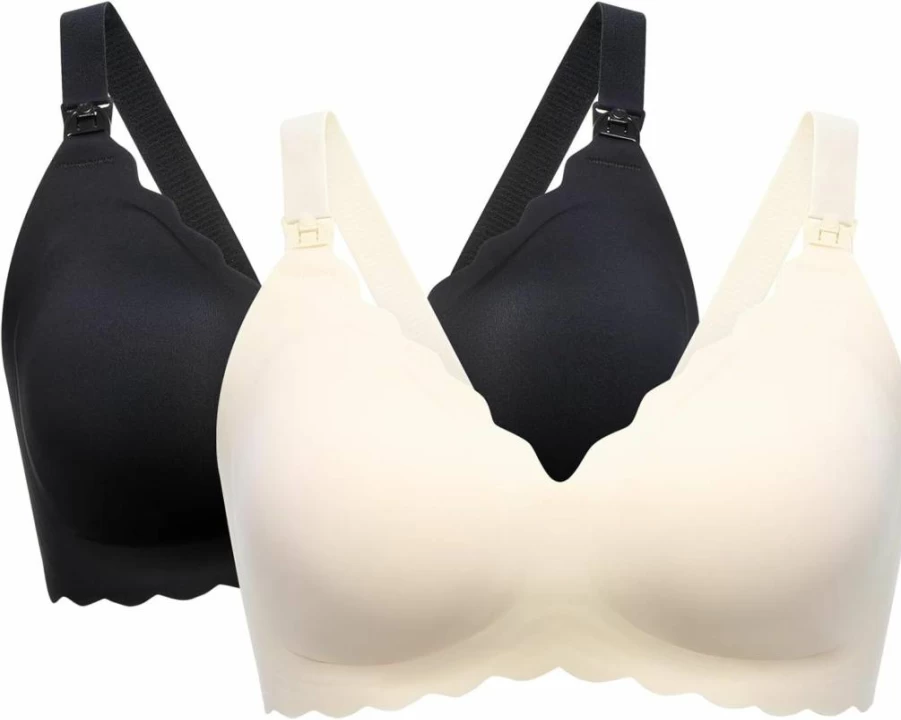 Momcozy Wireless Nursing Bra for Breastfeeding - Seamless Maternity Support Bra with Jelly Strip, Comfortable Pregnancy Bra for New Moms