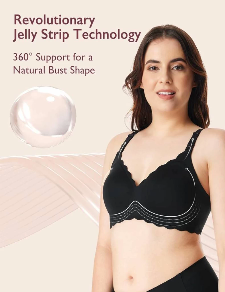 Momcozy Wireless Nursing Bra for Breastfeeding - Seamless Maternity Support Bra with Jelly Strip, Comfortable Pregnancy Bra for New Moms