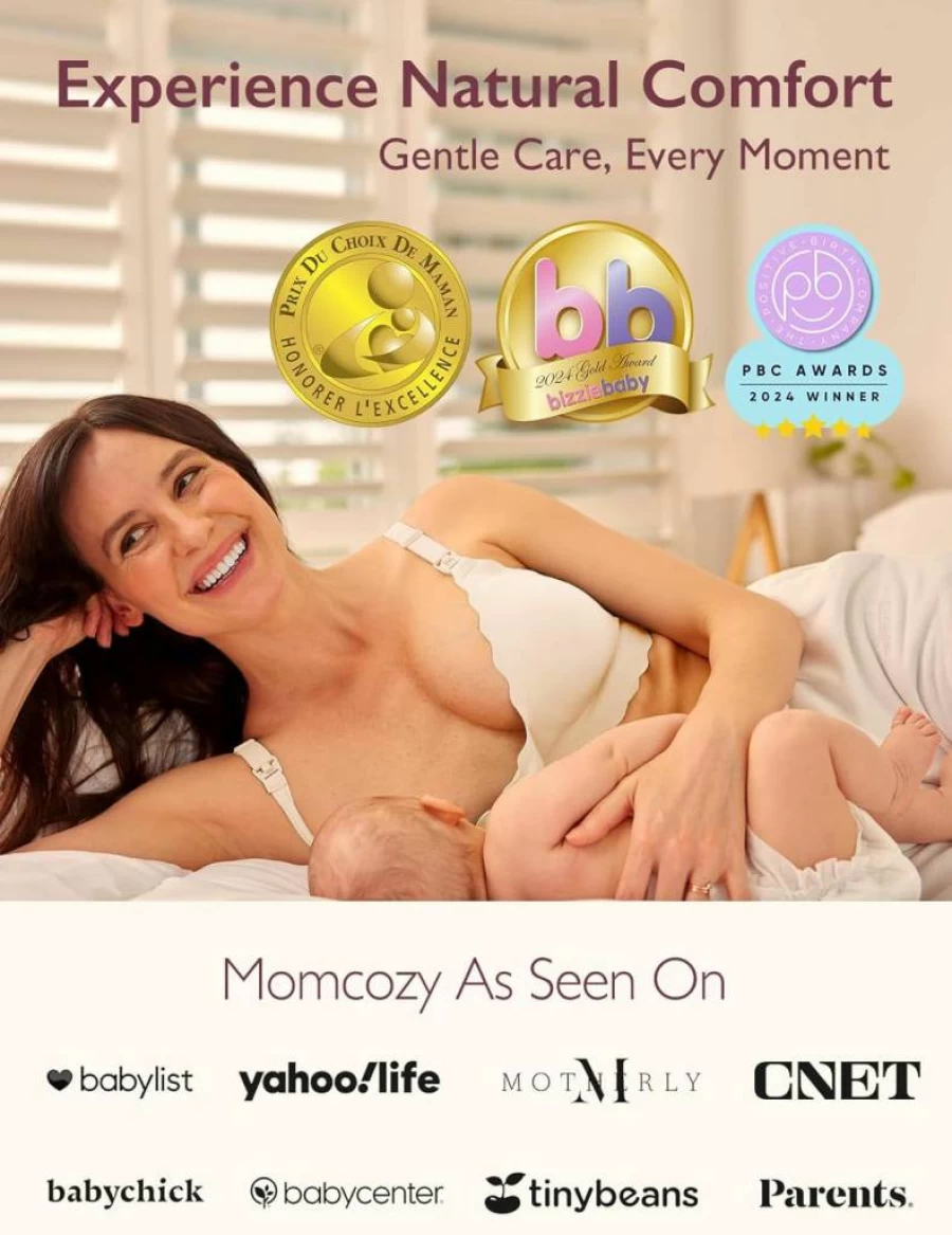 Momcozy Wireless Nursing Bra for Breastfeeding - Seamless Maternity Support Bra with Jelly Strip, Comfortable Pregnancy Bra for New Moms
