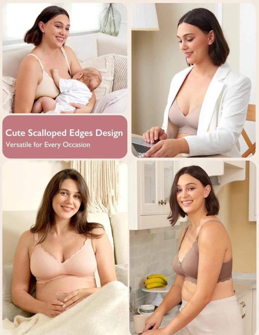 Momcozy Wireless Nursing Bra for Breastfeeding - Seamless Maternity Support Bra with Jelly Strip, Comfortable Pregnancy Bra for New Moms