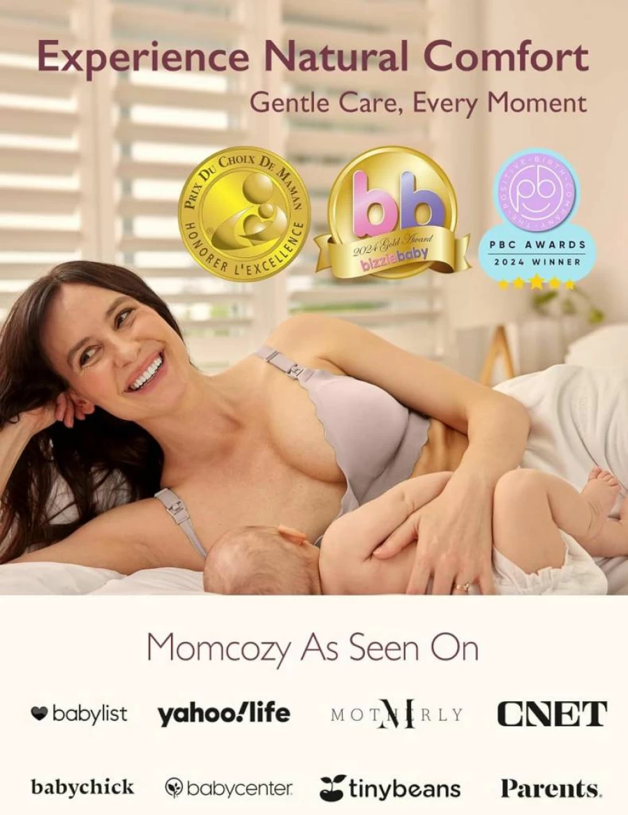Momcozy Wireless Nursing Bra for Breastfeeding - Seamless Maternity Support Bra with Jelly Strip, Comfortable Pregnancy Bra for New Moms