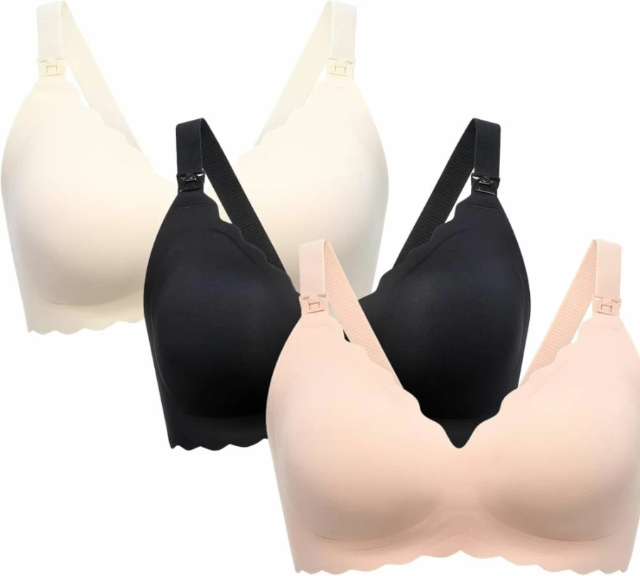 Momcozy Wireless Nursing Bra for Breastfeeding - Seamless Maternity Support Bra with Jelly Strip, Comfortable Pregnancy Bra for New Moms