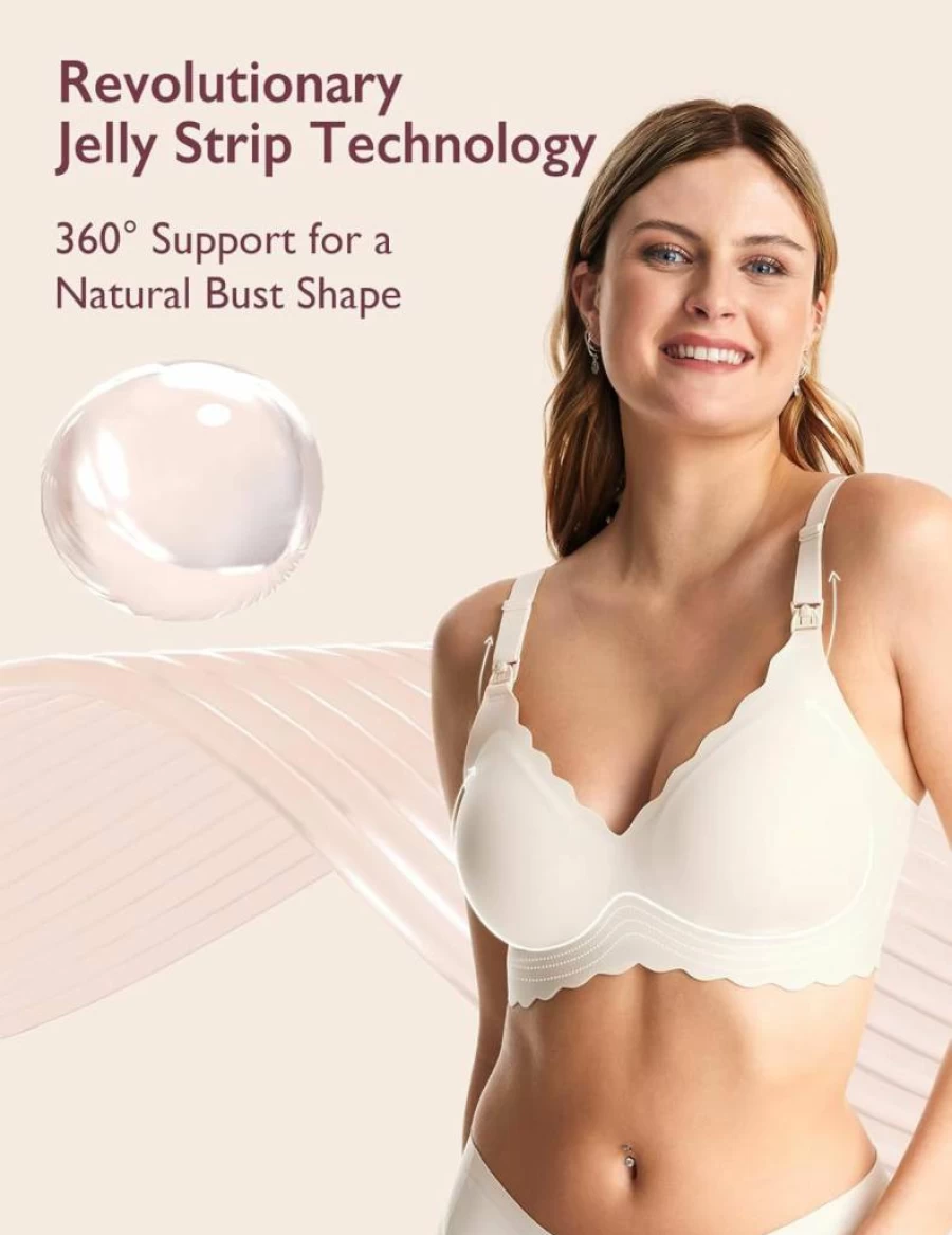 Momcozy Wireless Nursing Bra for Breastfeeding - Seamless Maternity Support Bra with Jelly Strip, Comfortable Pregnancy Bra for New Moms