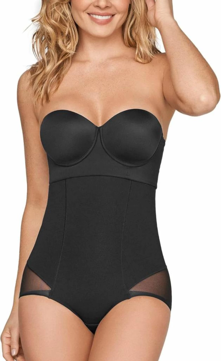 Leonisa High Waisted Tummy Control Thong Shapewear for Women - Butt Lifting Sheer Shaper Shorts