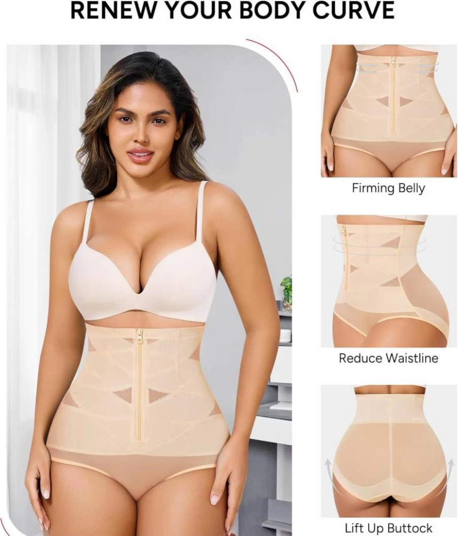 Nebility High Waist Tummy Control Shapewear - Seamless Butt Lifting Panties for Women - Body Shaper Girdle Postpartum Underwear