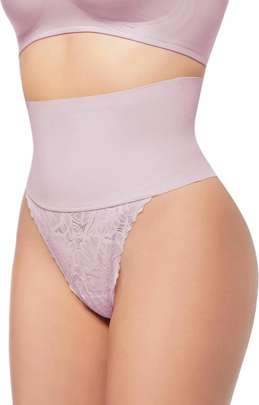 HBselect Women's Seamless Tummy Control Thong Shapewear - Lace Trimmed Shaping Panties & Girdle for Body Contouring