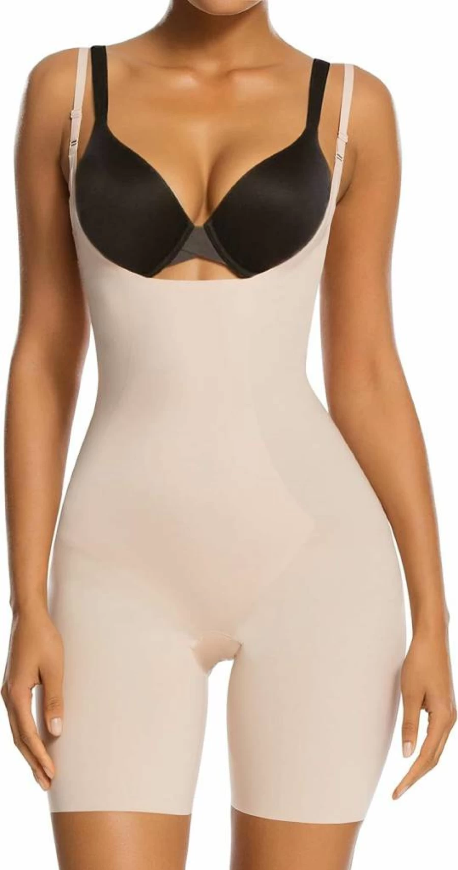 SHAPERX Women's Tummy Control Body Shaper - Open Bust Thigh Slimmer for Full Body Shapewear