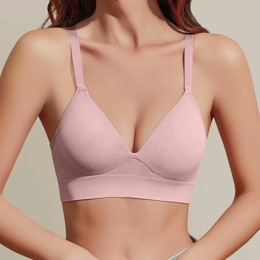 Eleplus 3 Pack Women's Seamless Wireless Bralettes - Comfortable Lightly Lined Deep V Neck Bras in Multicolors