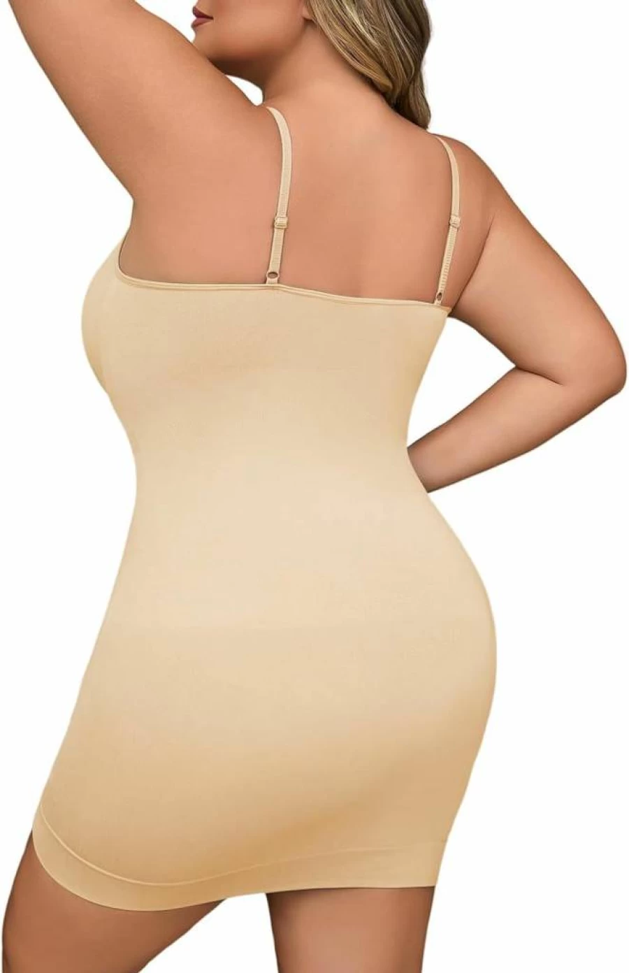 USEASY Women's Seamless Shapewear Slip Dress - Tummy Control Cami Dress for Smoothing Under Dresses, Plus Size Friendly