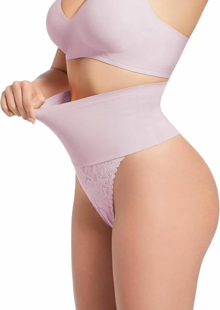 HBselect Women's Seamless Tummy Control Thong Shapewear - Lace Girdle Panties for Body Shaping & Smoothing