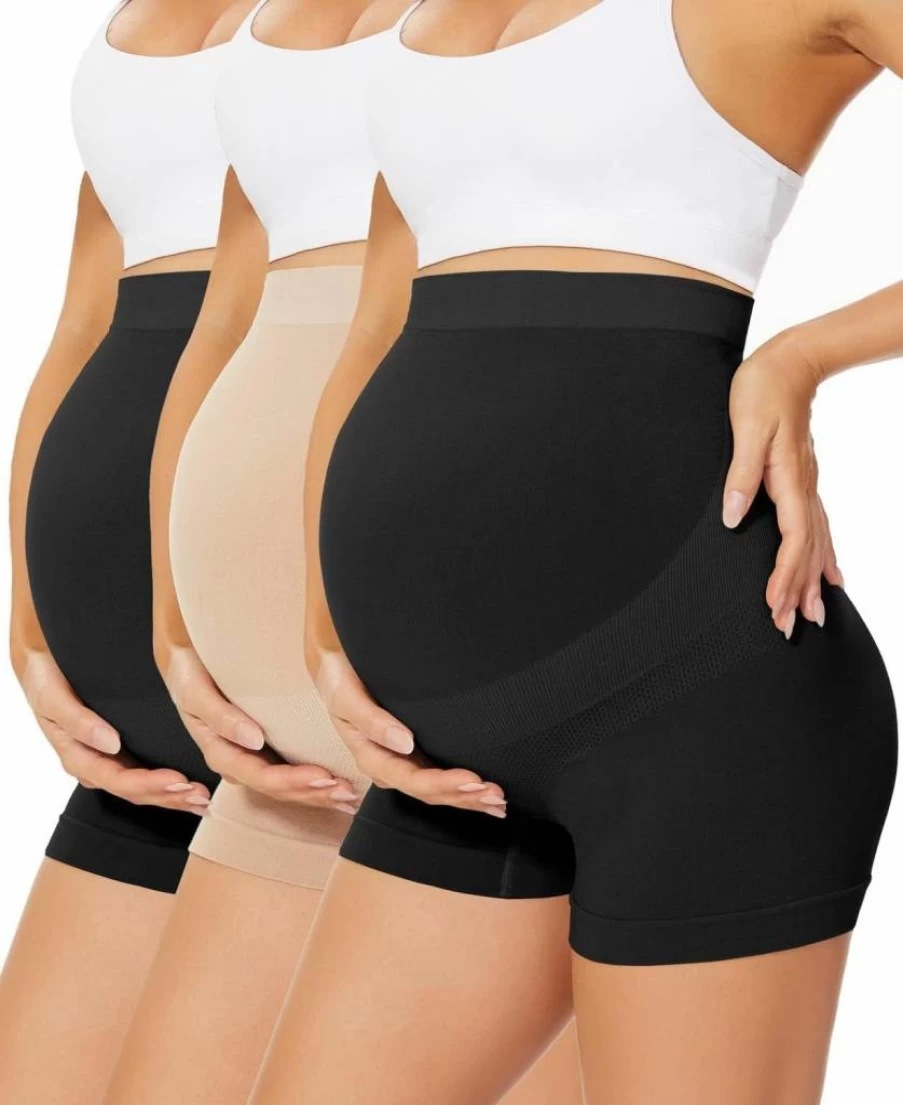 Boguish Women's Seamless Maternity Boyshorts - High Waisted Over Bump Pregnancy Underwear for Belly Support & Comfort