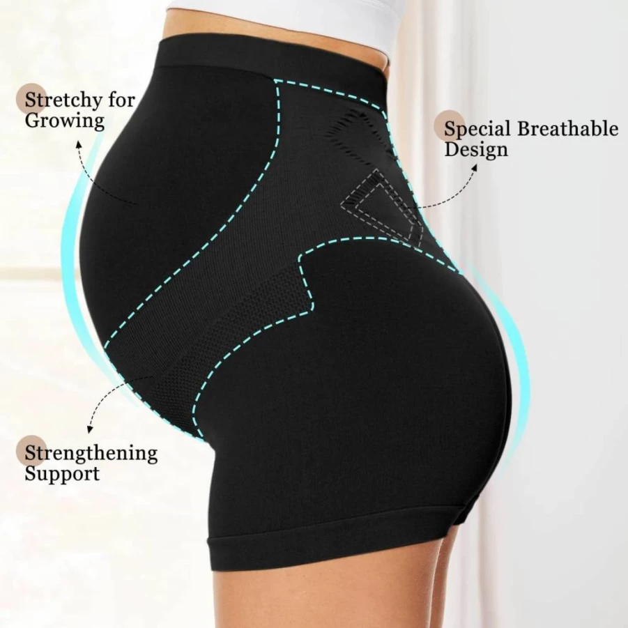 Boguish Women's Seamless Maternity Boyshorts - High Waisted Over Bump Pregnancy Underwear for Belly Support & Comfort