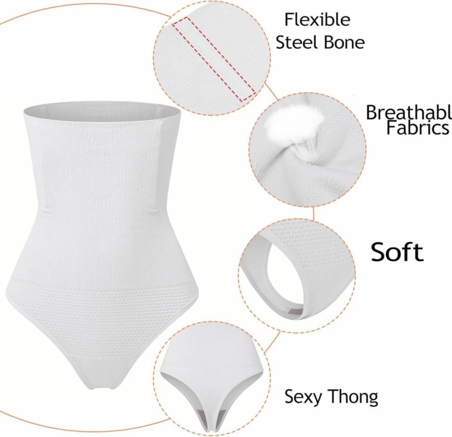 SAYFUT High Waist Tummy Control Shapewear Thong for Women - Seamless Waist Cincher Girdle Slimming Panty Sexy Bodyshaper