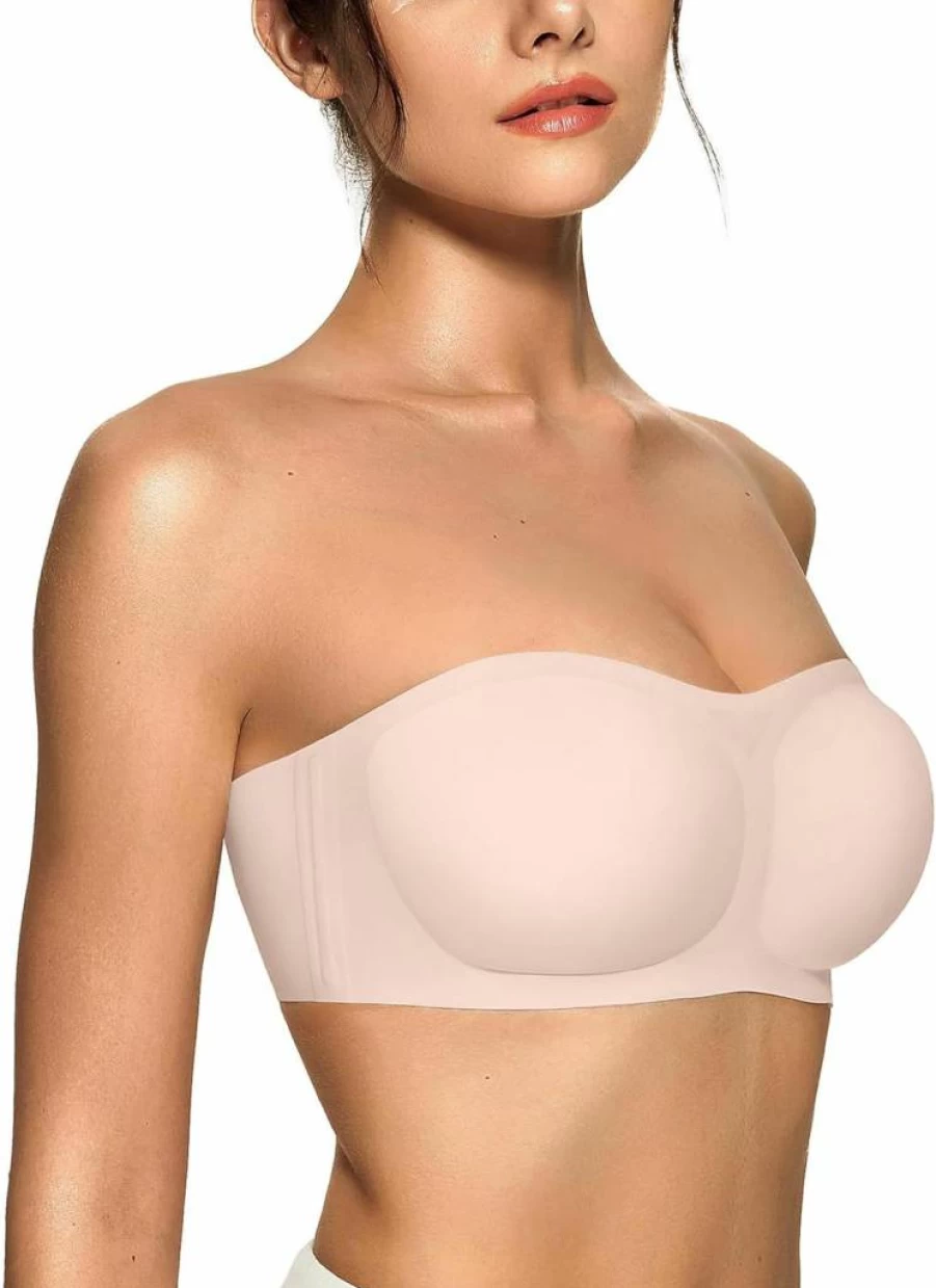 OEAK Women's Wireless Strapless Bra Push Up Bandeau Non-Slip Padded Comfortable Seamless Tube Bra for Support