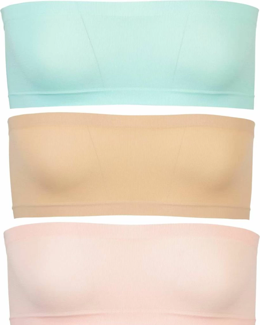 Popular Girls Seamless Strapless Bandeau Bra - 3 Pack Soft Sports Tube Top Training Bras for Teens Ages 8-14