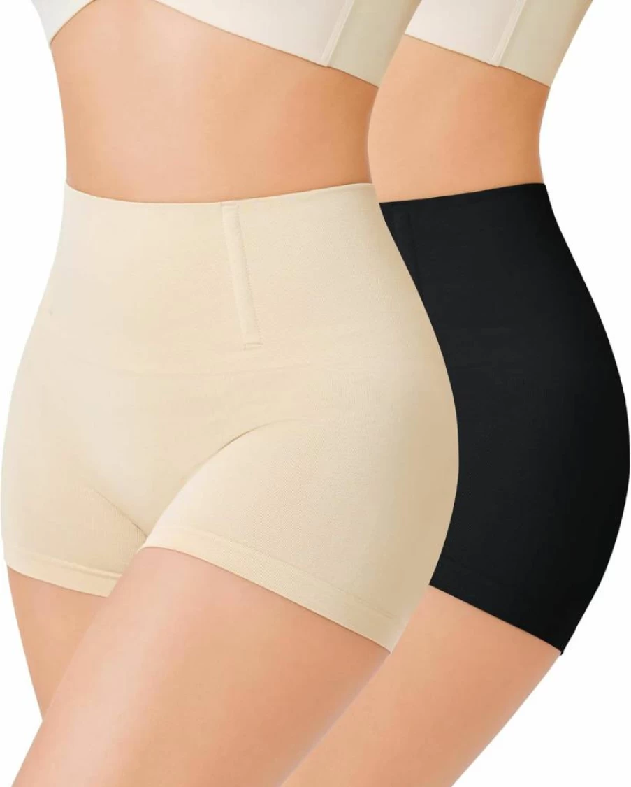 Nebility Seamless Shapewear Shorts for Women - 2 Pack High Waist Tummy Control Panties Under Dresses