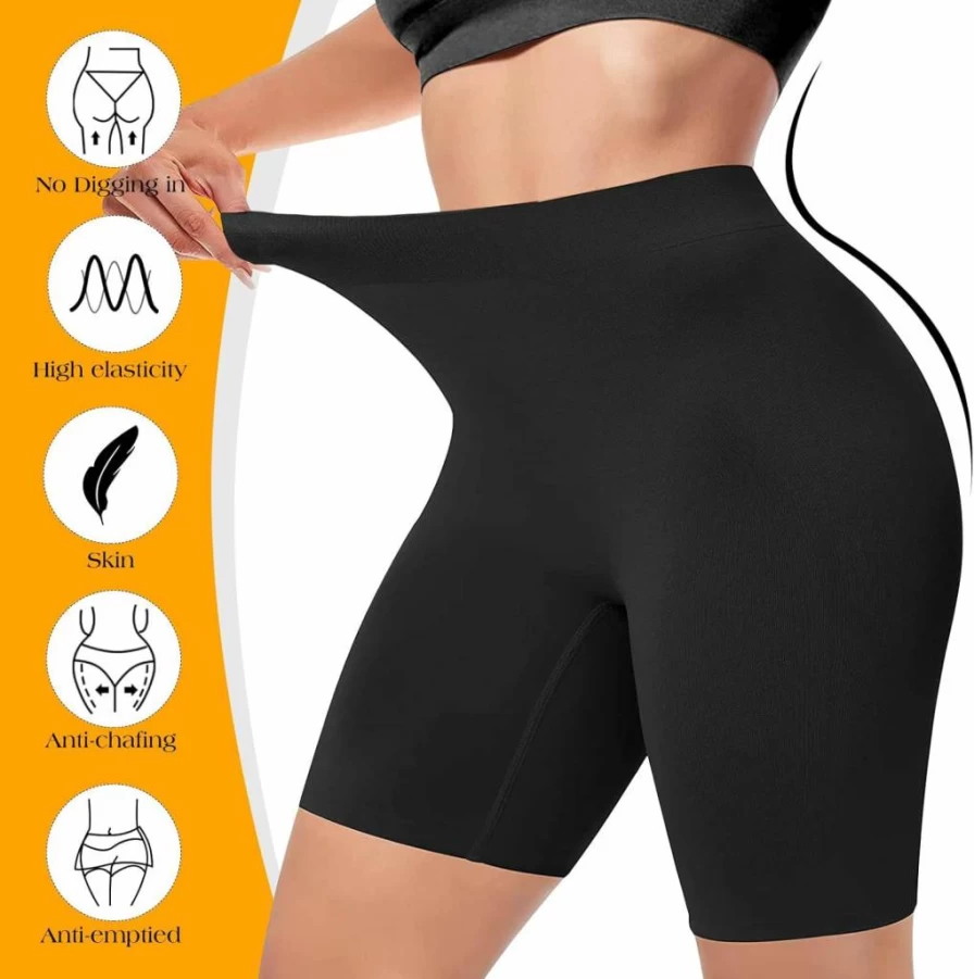 ZENUTA Women's Anti-Chafing Slip Shorts 4-Pack - Seamless Boy Short Underwear for Summer, Black White Nude Pink, Size S