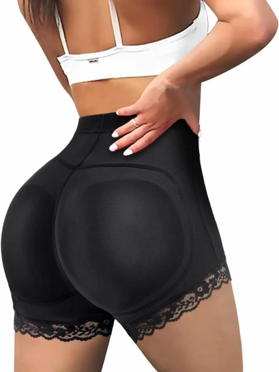 LODAY Women's Butt Lifting Padded Lace Panties - Seamless Hip Enhancer Boyshort Underwear Shapewear
