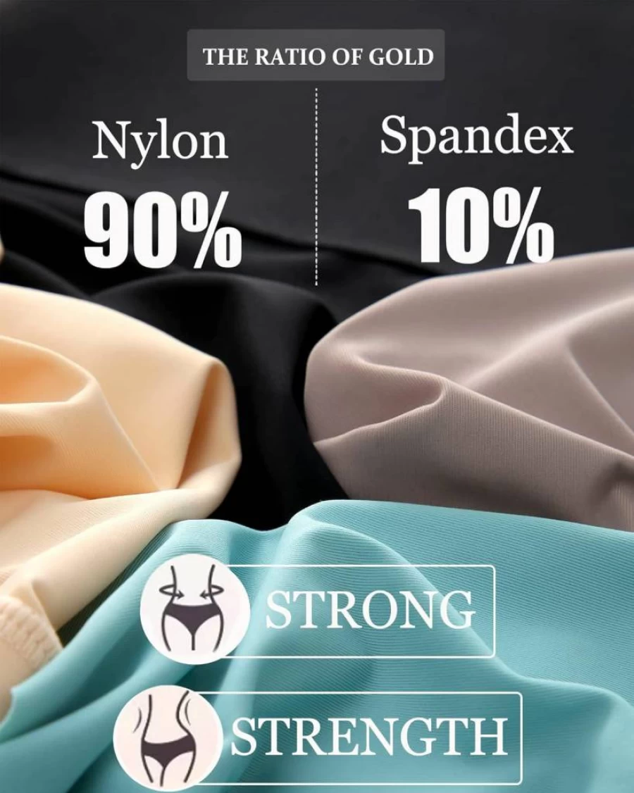 FINETOO High Waisted Tummy Control Underwear for Women - Seamless No Show Bikini Briefs 4-Pack (S-XXXL) Nylon Comfort Shapewear