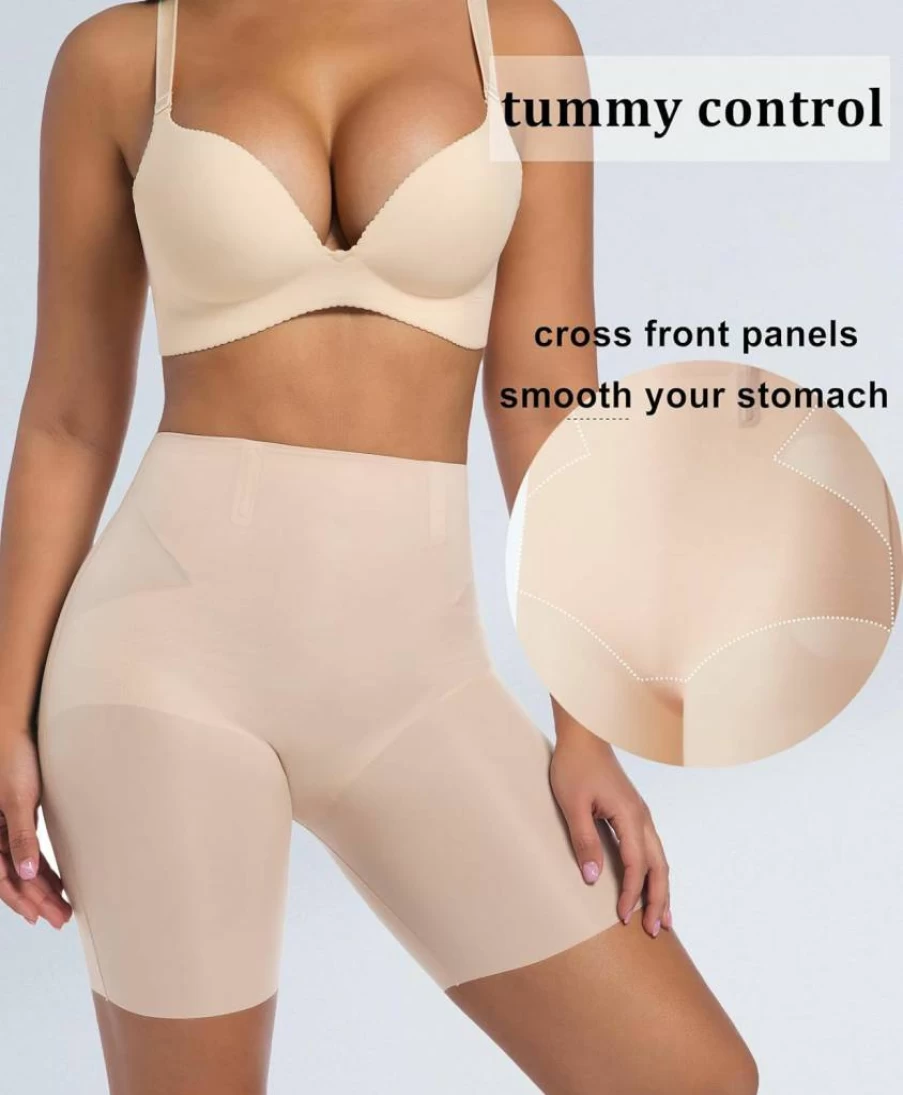 PRETTYWELL Women's Seamless Shapewear Shorts - Tummy Control, Butt Lift, No Roll Thigh Slimmer for Dresses, Mid-Waist Smoothing Underwear