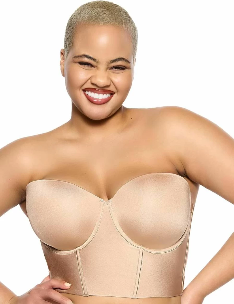 Felina Plus Size Longline Strapless Bra - Seamless Wide Back Support for Women, Backless & Comfortable Body Veil Design