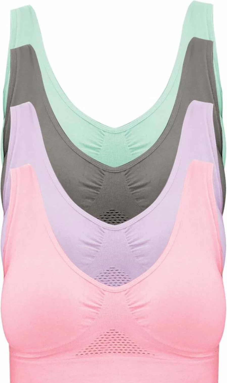 Pretty Seamless 4-Pack Women's Wireless Comfort Bras - Seamless, Unpadded & Cooling for All-Day Wear