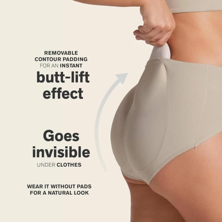 Leonisa Women's Booty Lifting Shapewear Shorts - Butt Enhancing Shaper Panties with Padded Design for Instant Lift