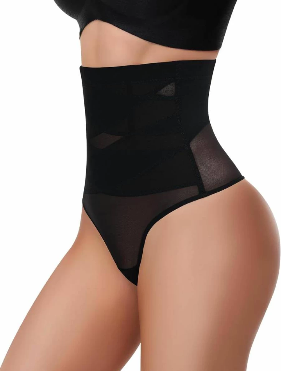 Yeblues Women's High Waisted Thong Shapewear - Seamless Tummy Control Panties for Body Shaping & Comfort