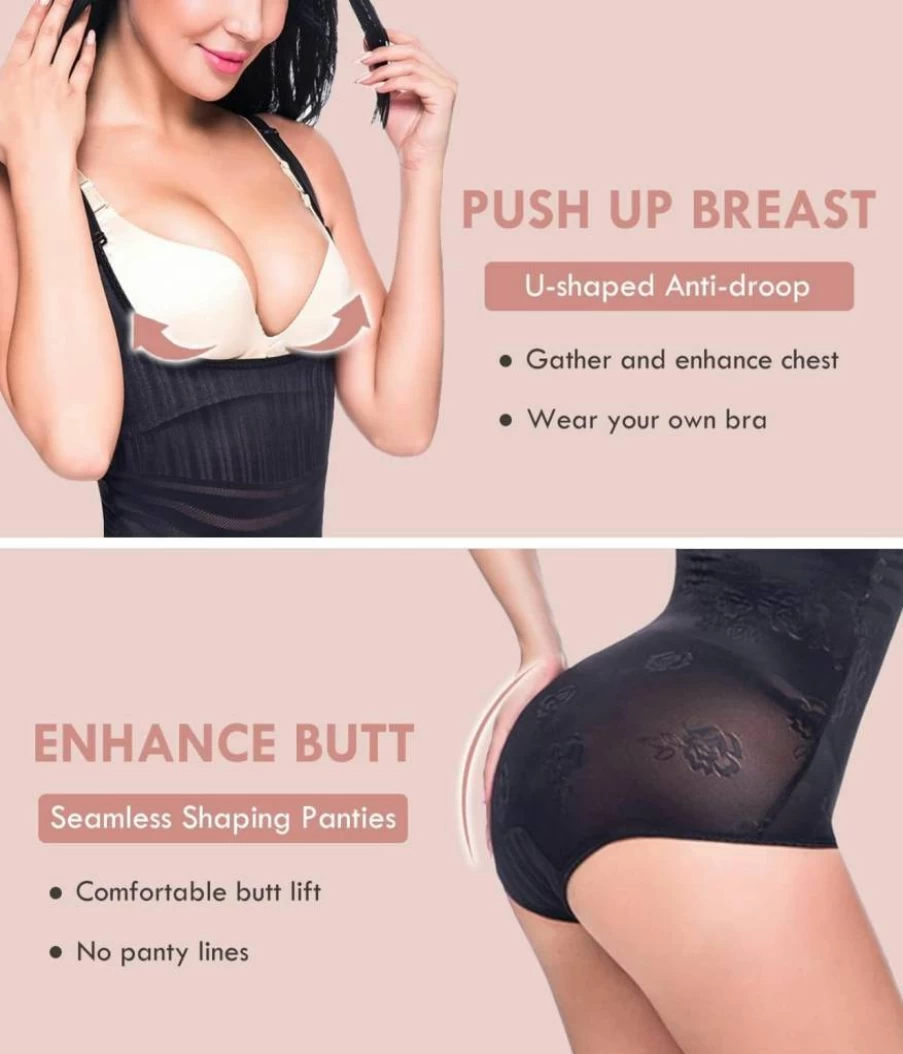 MISS MOLY Women's Tummy Control Shapewear Bodysuit - Open Bust Sculpting Body Shaper for Slimming & Smoothing