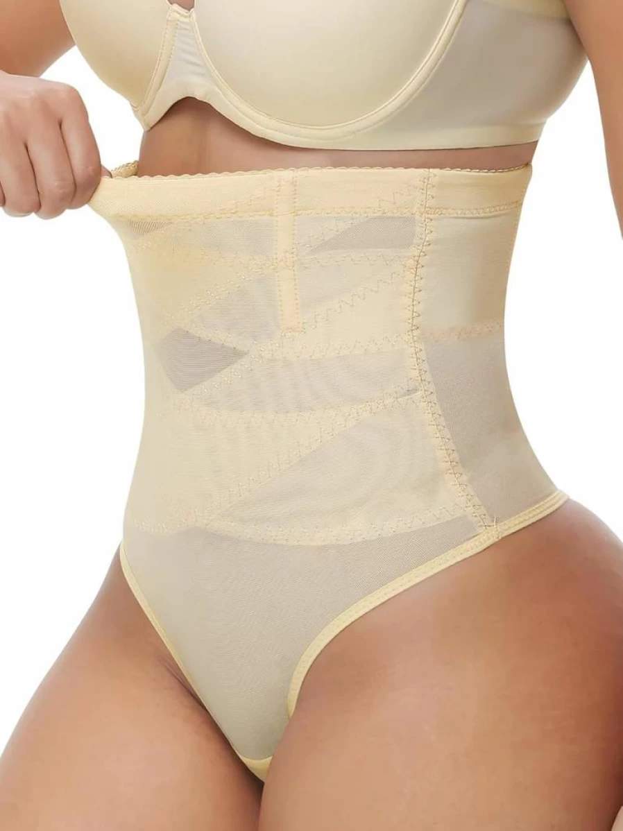 VELAI High Waisted Tummy Control Thong for Women - Seamless Shapewear & Body Shaper Panties