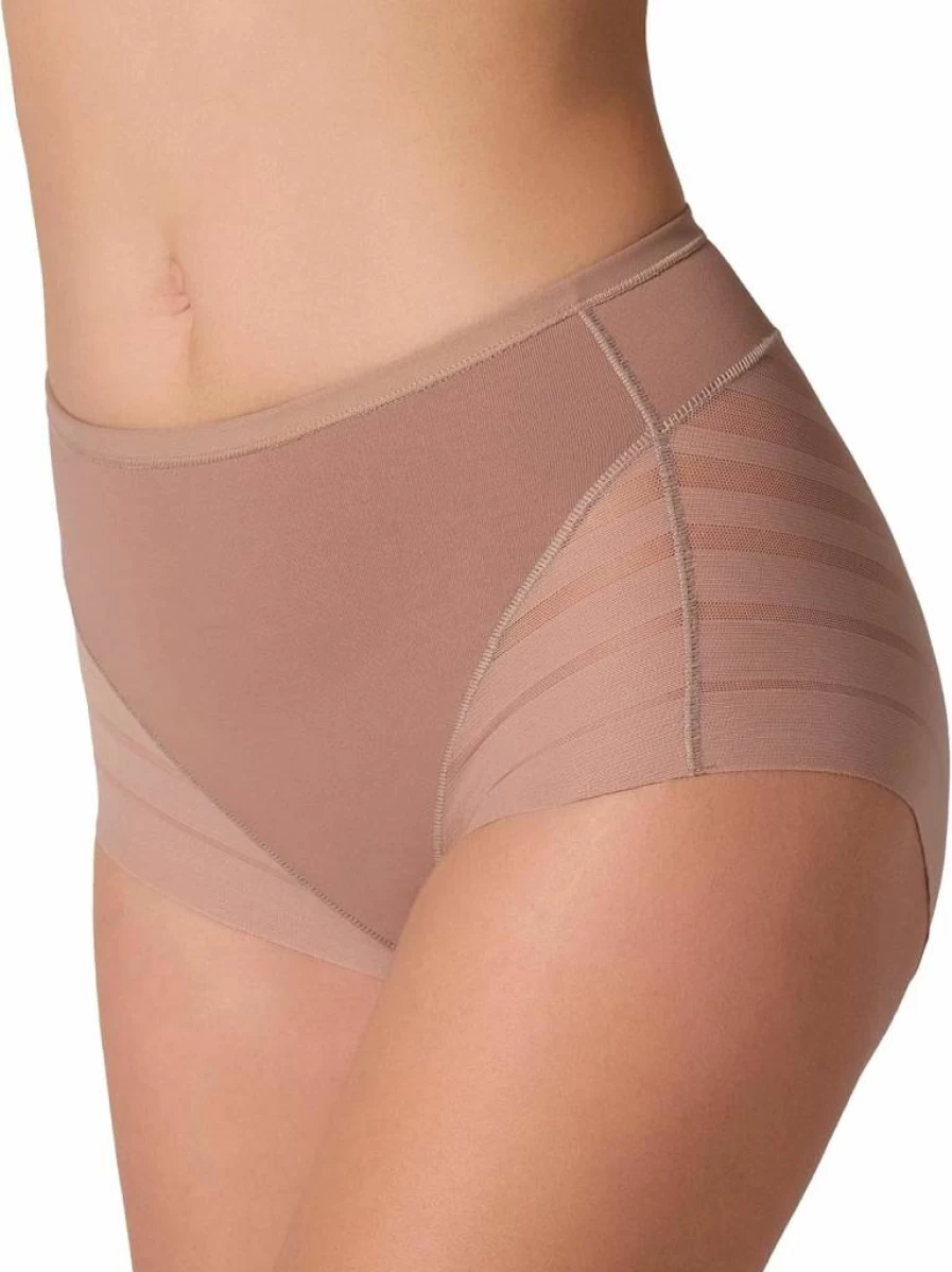 Leonisa High Waisted Shapewear for Women - Tummy Control Panties with Stripe Lace Design