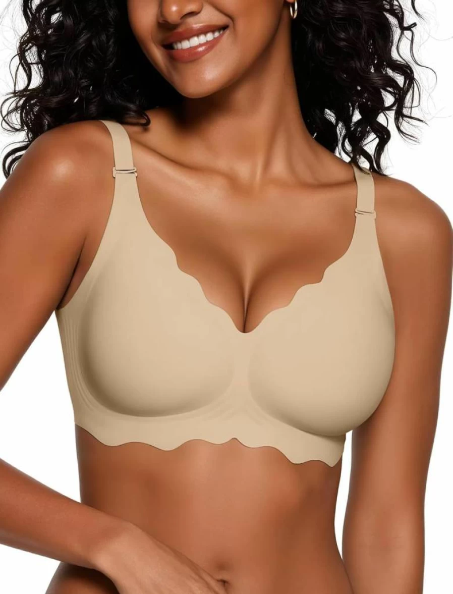 Vertvie Wireless Seamless Bra for Women - Comfortable Full Coverage Bralette, No Underwire Push Up, Everyday & Sports Wear