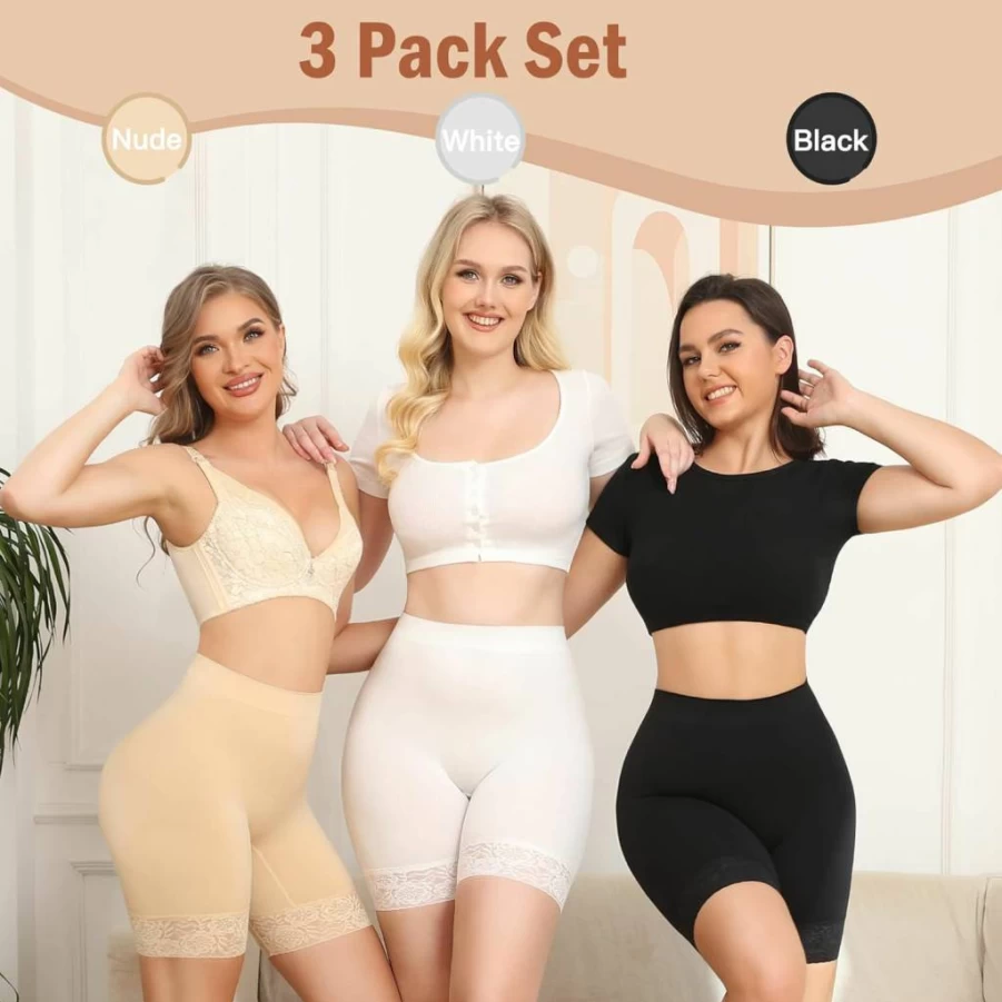 Yeblues Women's Seamless Anti-Chafing Boyshorts - 3 Pack Lace Trim Safety Shorts for Under Dresses