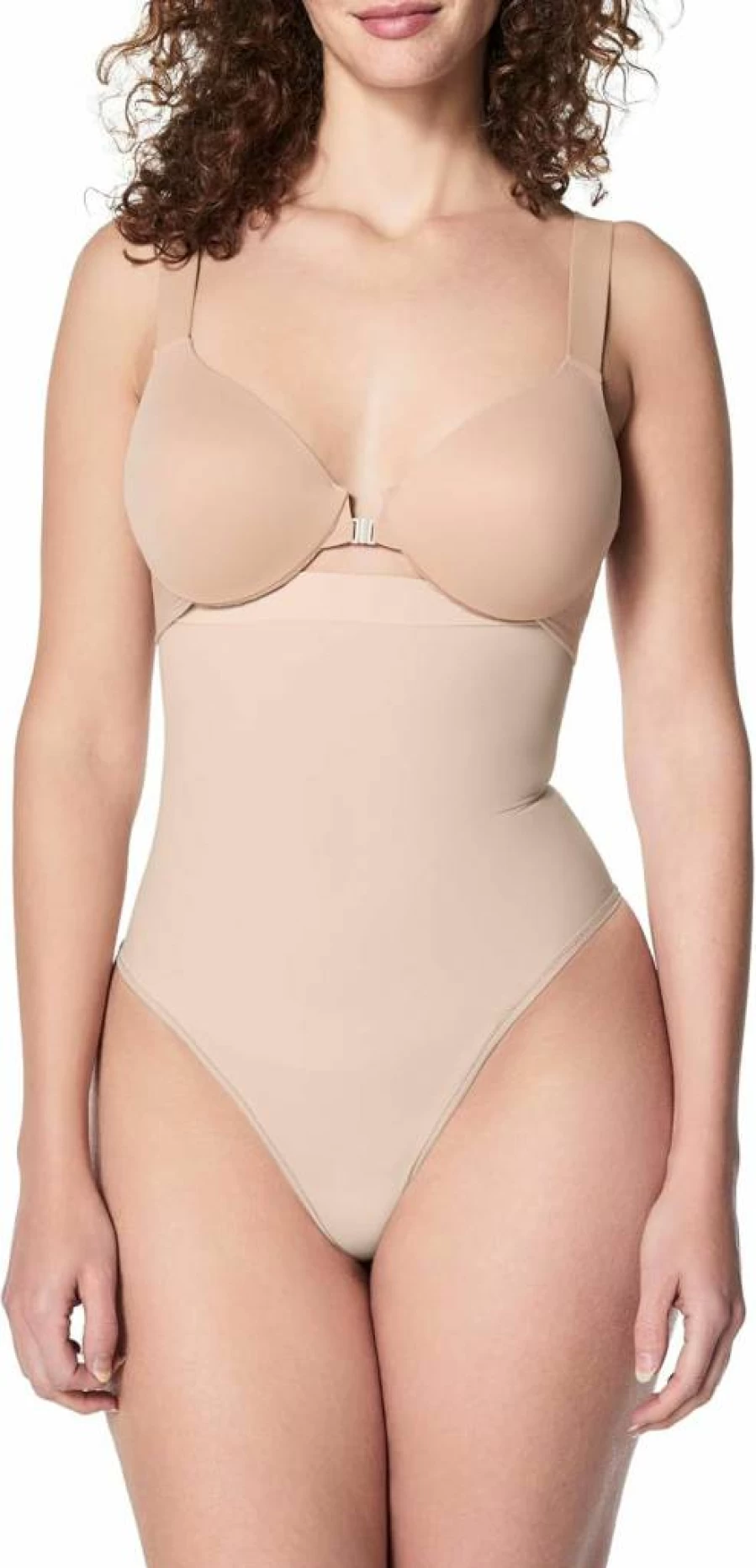 SPANX Sculpting Seamless High-Waisted Thong for Women - No Show Underwear with No Visible Panty Lines - Soft Nude Color - Size Small - Comfortable Shapewear Lingerie