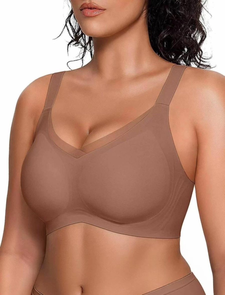 Vertvie Wireless Comfort Bras for Women - Seamless Full Coverage Supportive Crossover Bralette, No Underwire Push Up Design for Everyday Wear