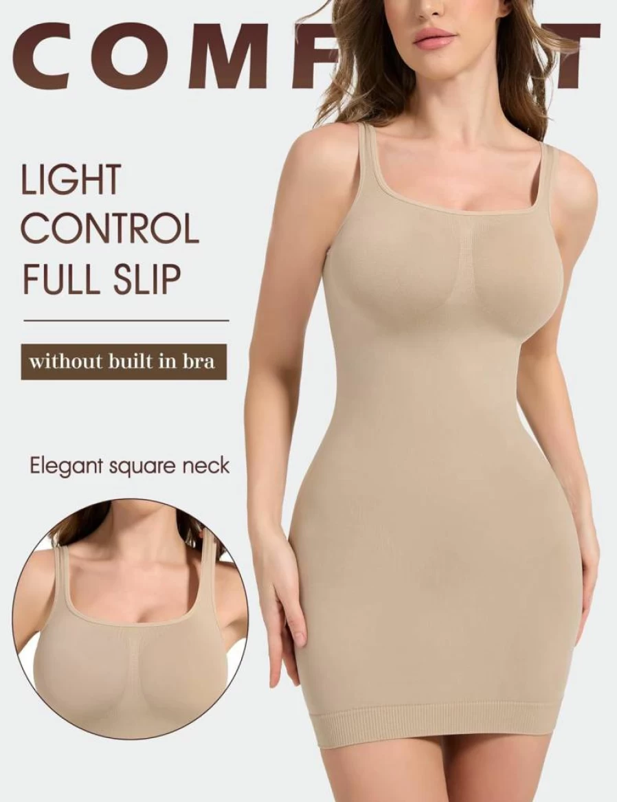 Zeecaro Women's Tummy Control Slip Dress - Shapewear Lingerie for Under Dresses