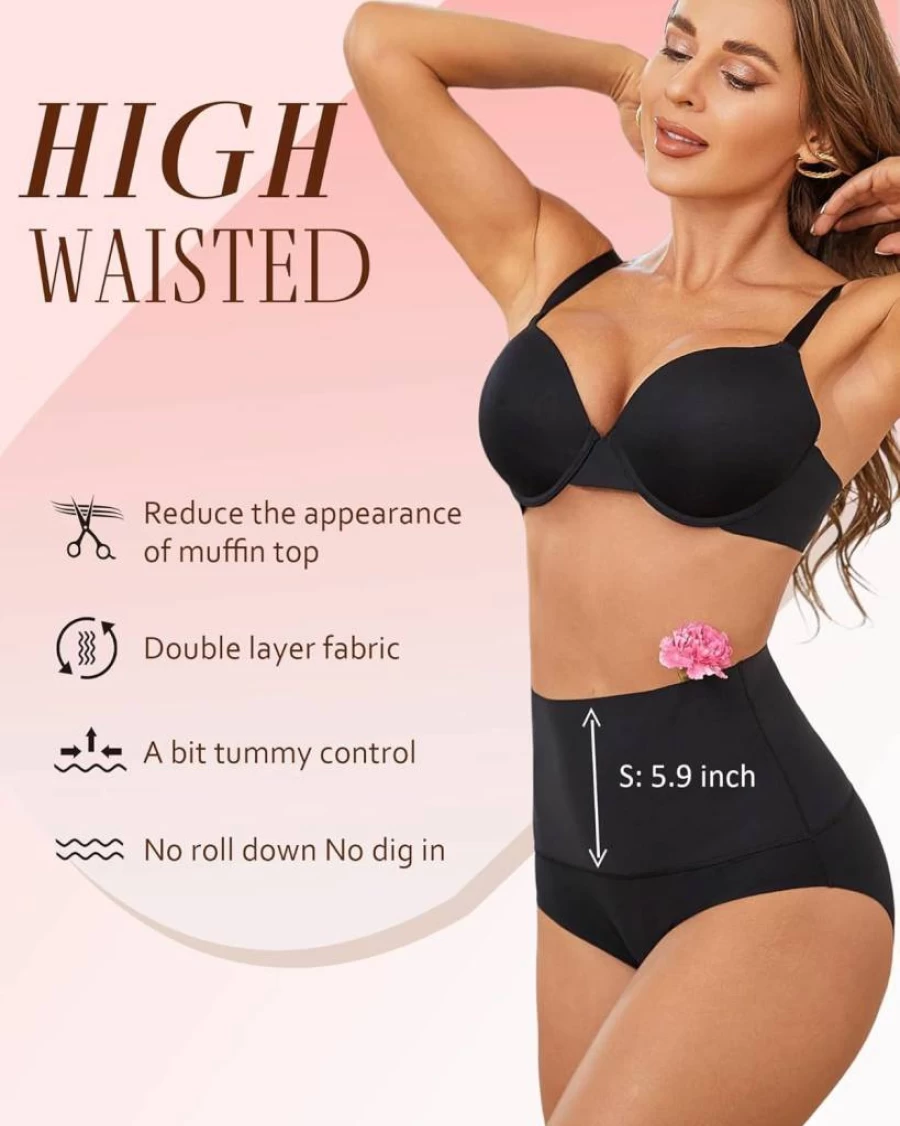 UNDER THE SEA Women's High Waisted Tummy Control Panties - Seamless Full Coverage Briefs 4-Pack (S-XXXL)