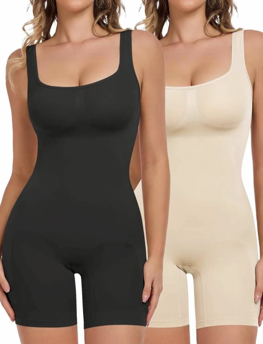 VVX Women's Tummy Control Shapewear Bodysuit - Seamless Butt Lifting Short Jumpsuit for Workout & Bodycon