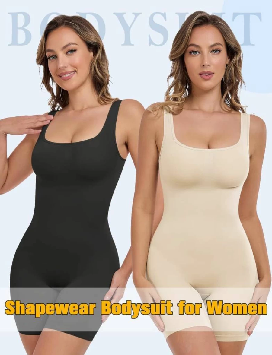 VVX Women's Tummy Control Shapewear Bodysuit - Seamless Butt Lifting Short Jumpsuit for Workout & Bodycon