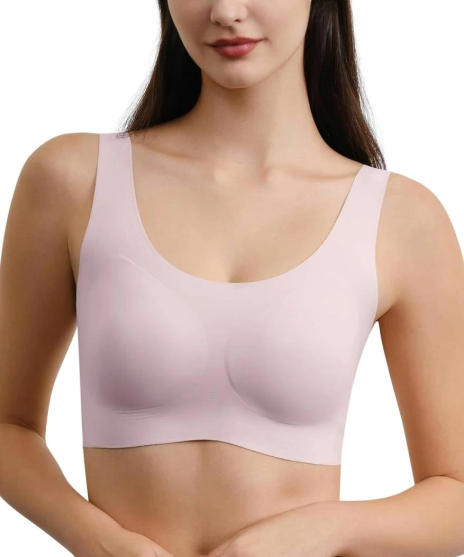 Ubras Women's Plus Size Seamless Bralette - Wireless Full Coverage T-Shirt Bra with Wide Straps